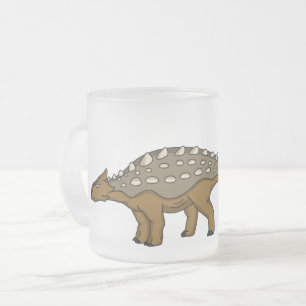 Caneca De Café Vidro Jateado Ilustração de dinossauro blindado Ankylosaurus