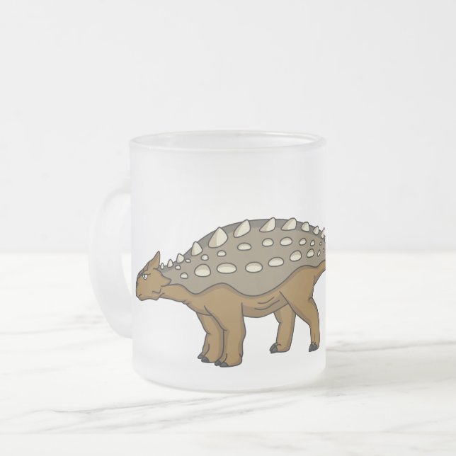 Caneca De Café Vidro Jateado Ilustração de dinossauro blindado Ankylosaurus (Frente Esquerda)