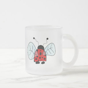 Caneca De Café Vidro Jateado Ilustração de Joaninha Fofa