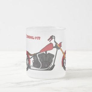 Caneca De Café Vidro Jateado Ilustração de motocicleta estilo chopper