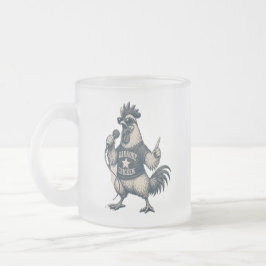 Caneca De Café Vidro Jateado Ilustração de Música Vintage de Galo Cantando Dive