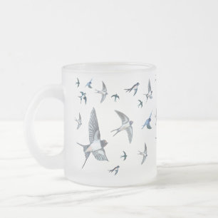 Caneca De Café Vidro Jateado Ilustração Do Bando De Aves De Engorda Voadoras