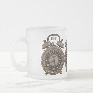 Caneca De Café Vidro Jateado Ilustração do desenho do relógio do alarme