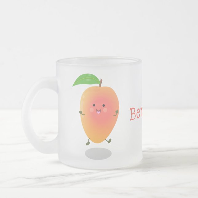 Caneca De Café Vidro Jateado Imagem de desenho animado amarelo de manga feliz e (Esquerda)