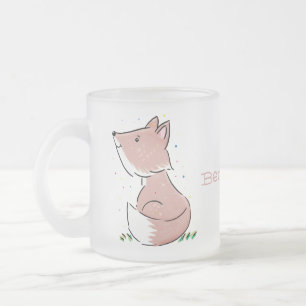 Caneca De Café Vidro Jateado Imagem de desenho animado da raposa bebê