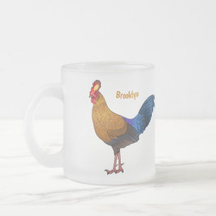 Caneca De Café Vidro Jateado Imagem de desenho animado de aves de junglefowl no