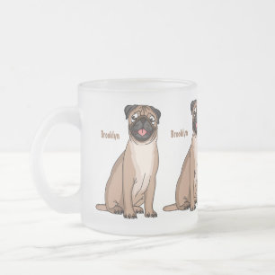 Caneca De Café Vidro Jateado Imagem de desenho animado de cachorro feliz e engr