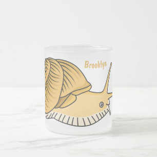 Caneca De Café Vidro Jateado Imagem de desenho animado de caracol amarelo-bonit