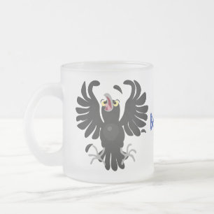 Caneca De Café Vidro Jateado Imagem de desenho animado de corvo maluco