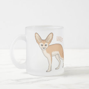 Caneca De Café Vidro Jateado Imagem de desenho animado de fennec fox