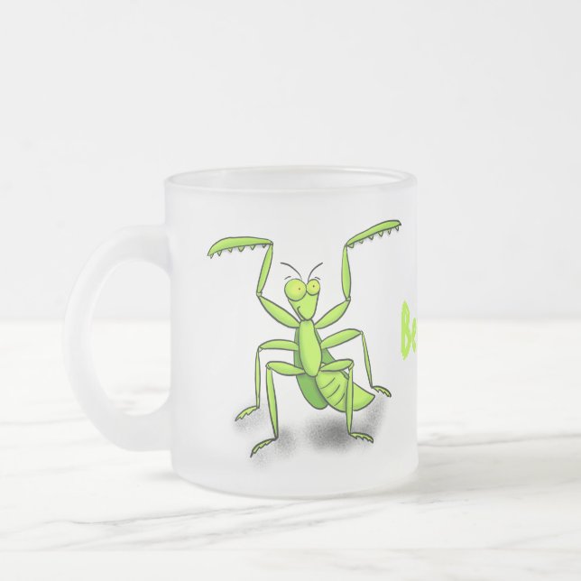 Caneca De Café Vidro Jateado Imagem de desenho animado de louva-a-deus engraçad (Esquerda)