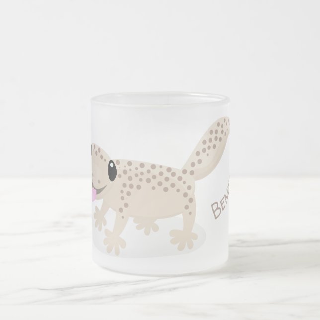 Caneca De Café Vidro Jateado Imagem de desenho animado de uma lagartixa pintada (Centro)