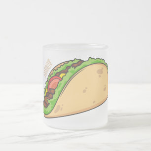 Caneca De Café Vidro Jateado Imagem de desenho animado do Taco