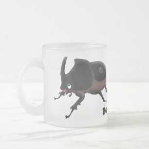Caneca De Café Vidro Jateado Imagem de desenhos animados do escaravelho do rino