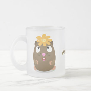 Caneca De Café Vidro Jateado Imagem de desenhos animados felizes da cobaia
