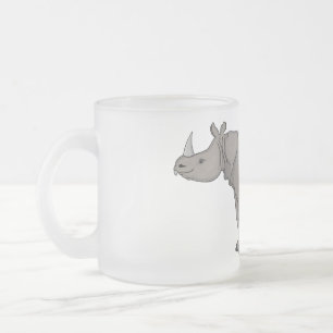 Caneca De Café Vidro Jateado Imagem do desenho animado de Javan rhinoceros