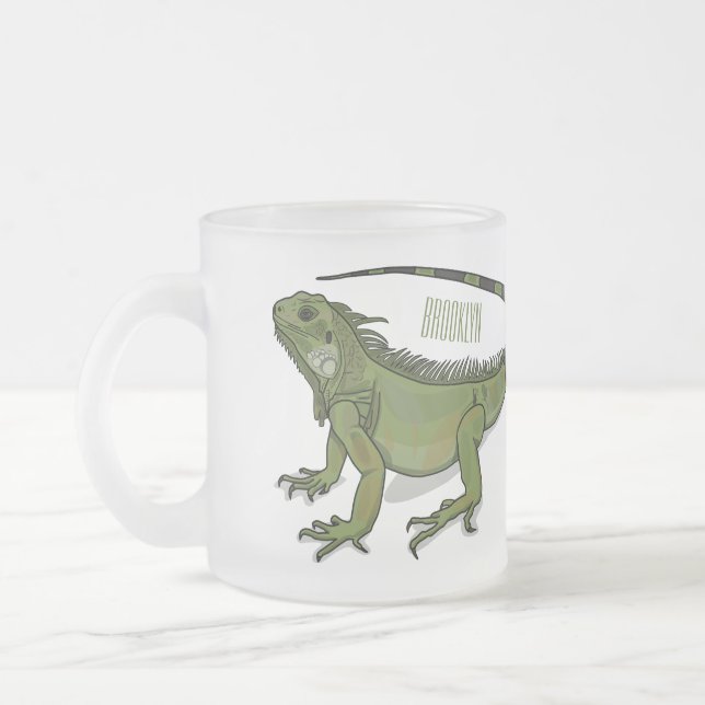 Caneca De Café Vidro Jateado Imagem do desenho de Iguana (Esquerda)