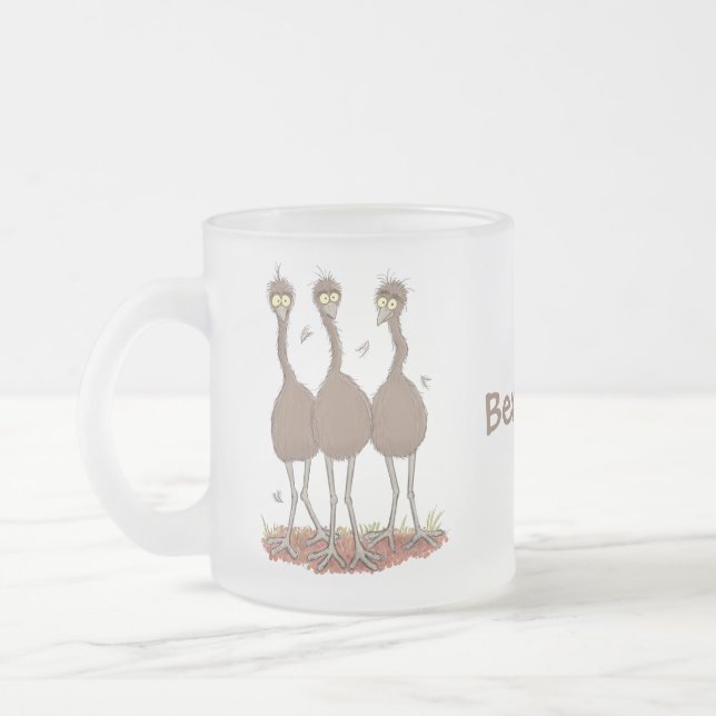 Caneca De Café Vidro Jateado Imagem engraçada do desenho animado emu australian (Esquerda)