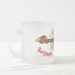 Caneca De Café Vidro Jateado Imagem legal de desenho animado de frango engraça