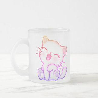 Caneca De Café Vidro Jateado Impressão De Gato Adorável - Perfeito Para A Sua M