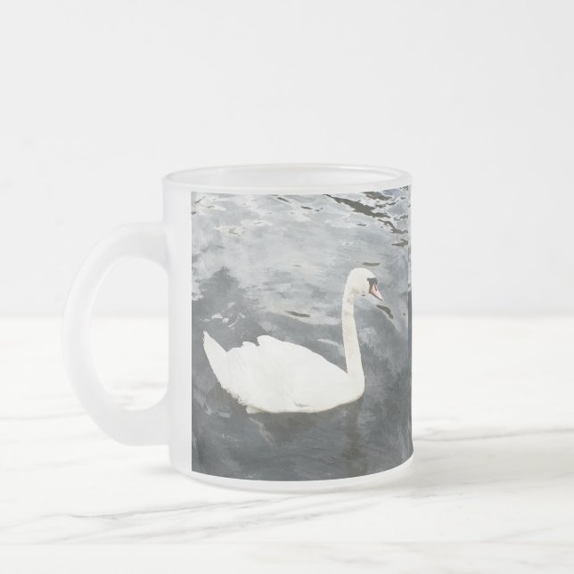 Caneca De Café Vidro Jateado Impressionista Swan (Esquerda)