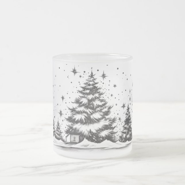 Caneca De Café Vidro Jateado Impressões à tinta etérea: linha de tinta no vidro (Centro)