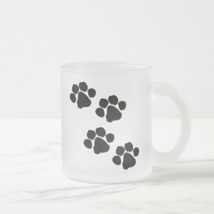 Caneca De Café Vidro Jateado Impressões da pata