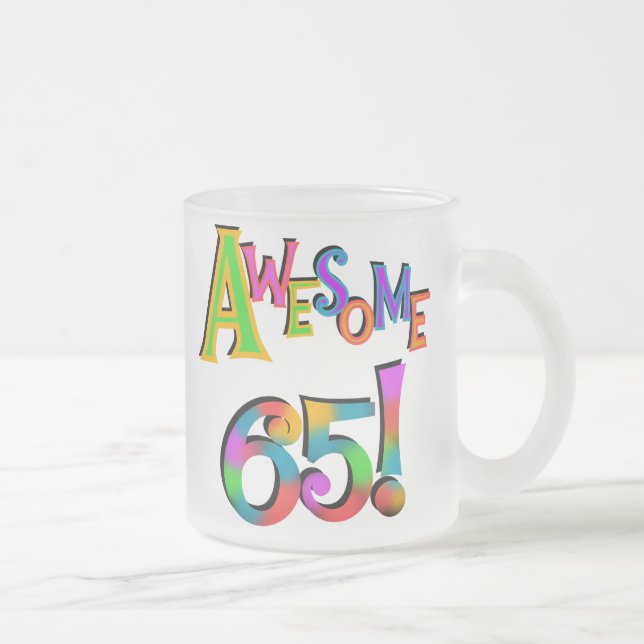 Caneca De Café Vidro Jateado Incrível 65 Camisetas de aniversário e presentes (Direita)