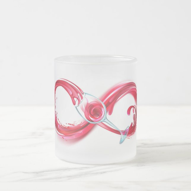 Caneca De Café Vidro Jateado Infinidade com vinho tinto (Centro)
