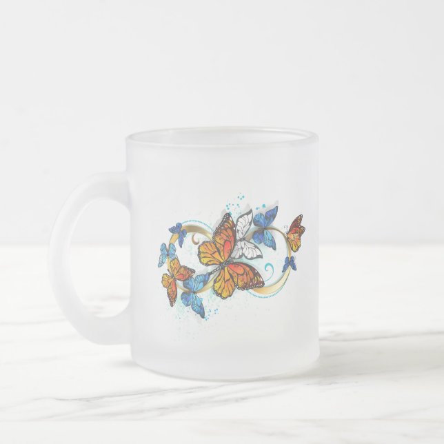 Caneca De Café Vidro Jateado Infinidade de Borboletas Monarca (Esquerda)