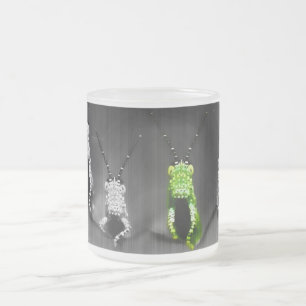 Caneca De Café Vidro Jateado Inseto Verde Lumpy