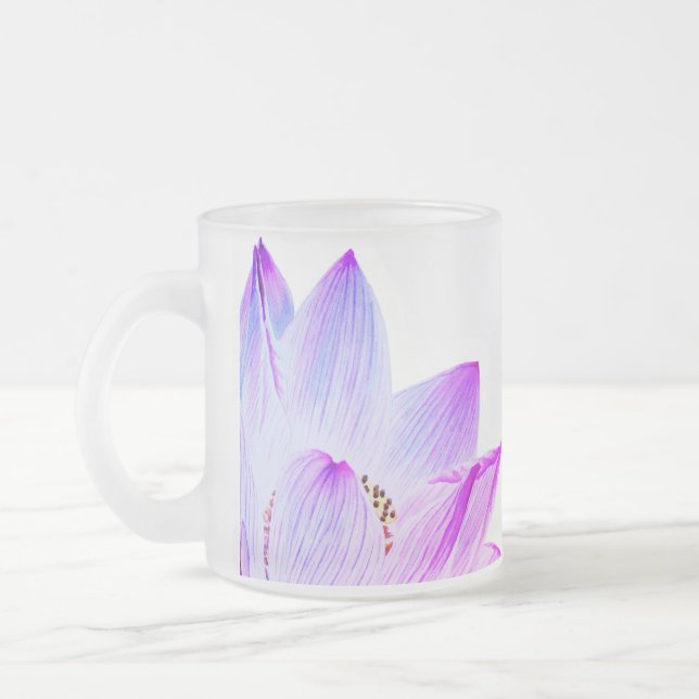 Caneca De Café Vidro Jateado Ioga enchida luz da massagem de Namaste Lotus (Esquerda)