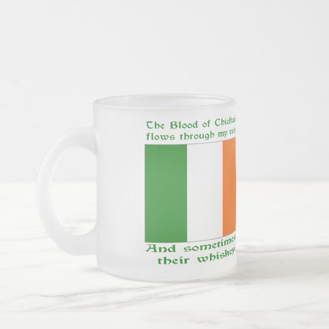 Caneca De Café Vidro Jateado Irish Blood e Whiskey (Esquerda)
