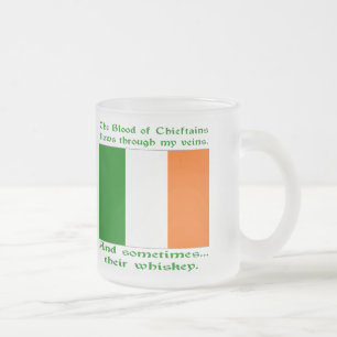 Caneca De Café Vidro Jateado Irish Blood e Whiskey