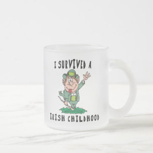 Caneca De Café Vidro Jateado Irlandês engraçado - eu sobrevivi a uma infânci