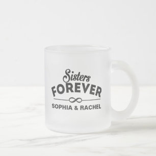 Caneca De Café Vidro Jateado Irmãs para sempre - introduza nomes