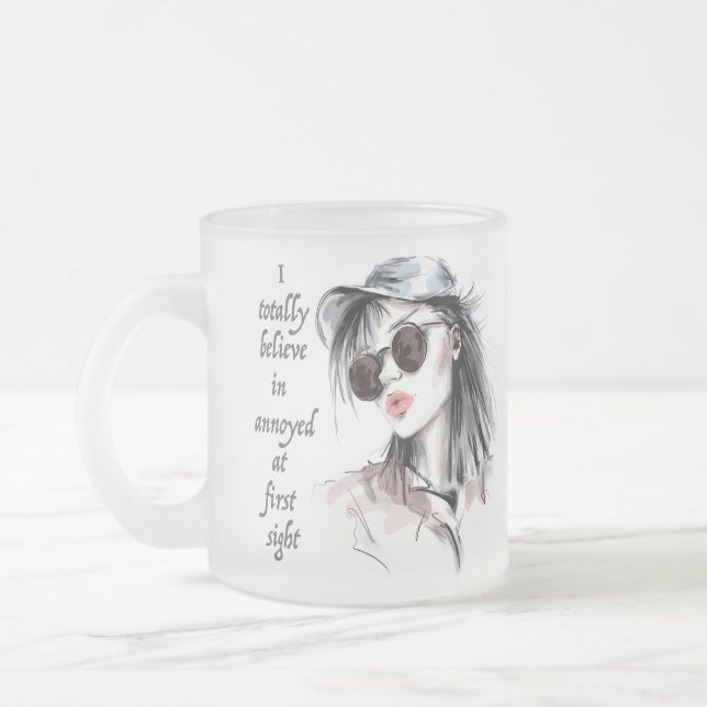 Caneca De Café Vidro Jateado Irritado à primeira vista (Esquerda)