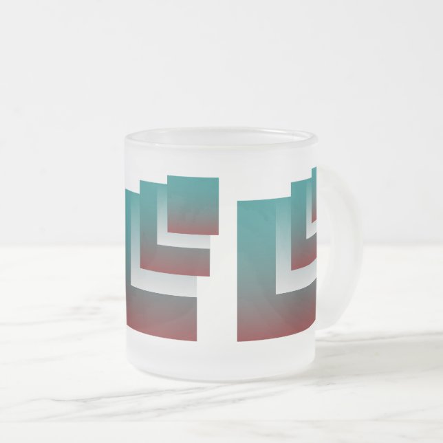 Caneca De Café Vidro Jateado Janelas em branco teal burgundy (Frente Esquerda)