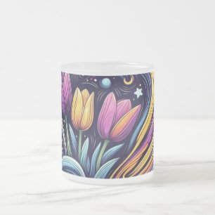 Caneca De Café Vidro Jateado Jardim de Poeira de Estrelas
