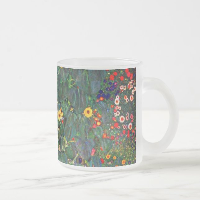 Caneca De Café Vidro Jateado Jardim Flor Gustav Klimt (Direita)