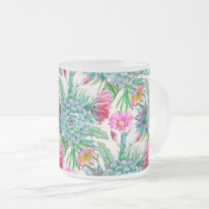 Caneca De Café Vidro Jateado Jardim tropical