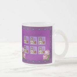 Caneca De Café Vidro Jateado Je T’aime Purple Rapariga Romântica Collage