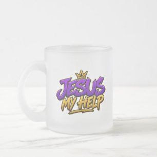 Caneca De Café Vidro Jateado Jesus minha ajuda