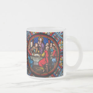 Caneca De Café Vidro Jateado Jesus, última refeição com seus discípulos