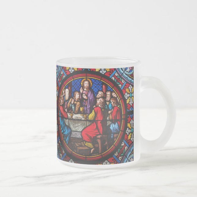 Caneca De Café Vidro Jateado Jesus, última refeição com seus discípulos (Direita)