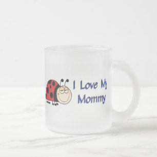 Caneca De Café Vidro Jateado Joaninha eu amo minhas mamães