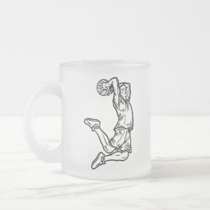 Caneca De Café Vidro Jateado Jogador de Basquete Fazendo Design Escuro de Slam