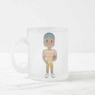 Caneca De Café Vidro Jateado jogador de futebol arco-íris retrô vintage ombre