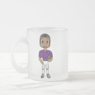 Caneca De Café Vidro Jateado jogador de futebol retrô vintage roxo preto simple