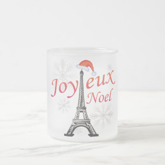 Caneca De Café Vidro Jateado Joyeux Noel